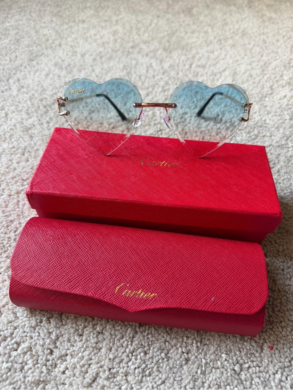 Cartier Big C Rimless Heart Sunglasses gold tone